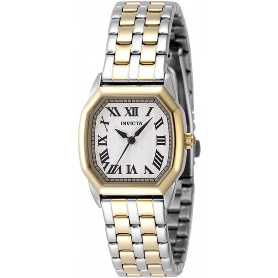 Invicta Wildflower Women's Two-Tone Stainless Steel Silver Dial Watch: Elegant and refined, this Invicta Wildflower women's watch blends delicate styling with everyday practicality. The unique stainless steel case is paired with a sophisticated two-tone bracelet in silve