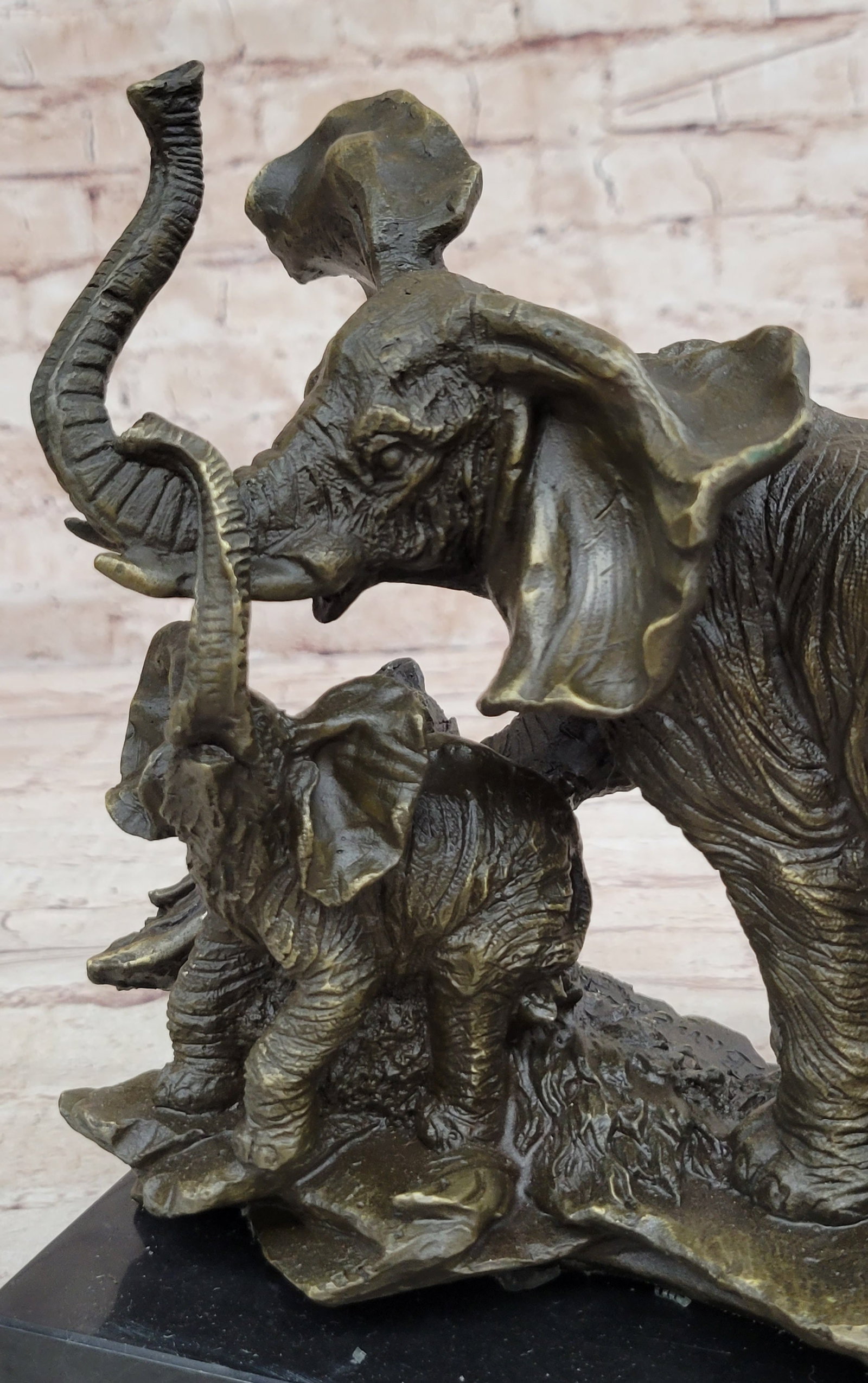 Elephant with Baby Wildlife Bronze Sculpture - 7