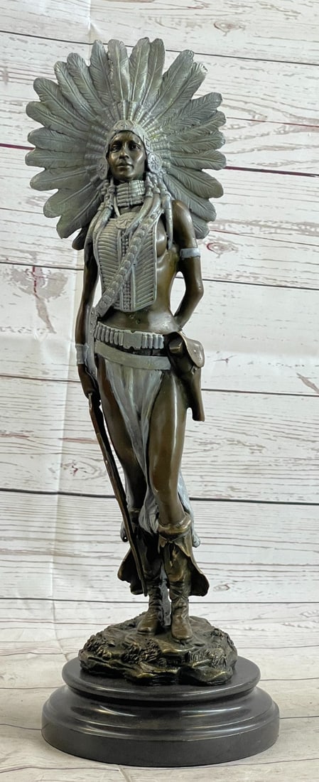Indian Warrior Bronze Statue - 3