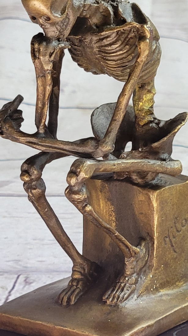 Thinker Skeleton Bronze Sculpture - 9