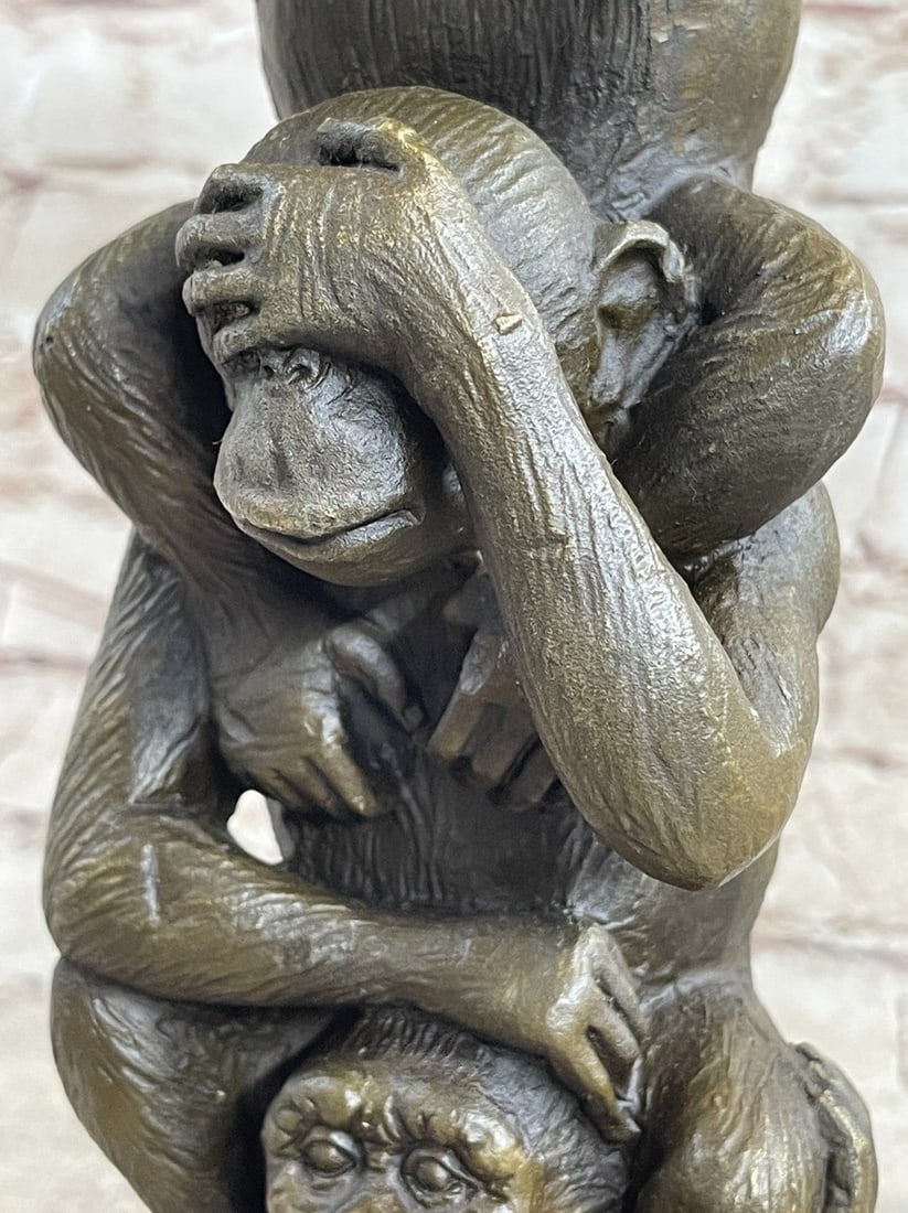 Three Wise Monkey Bronze Sculpture - 8