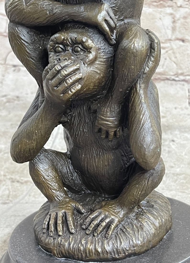 Three Wise Monkey Bronze Sculpture - 9