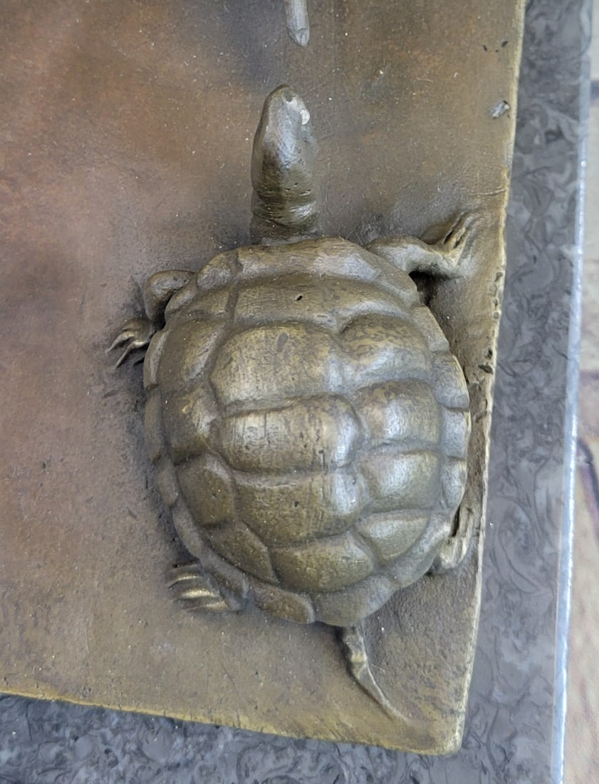 Little Girl Playing With Turtle Bronze Sculpture - 8