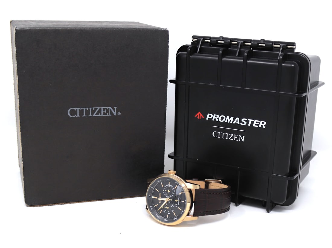 Citizen watch with brown leather strap - 12