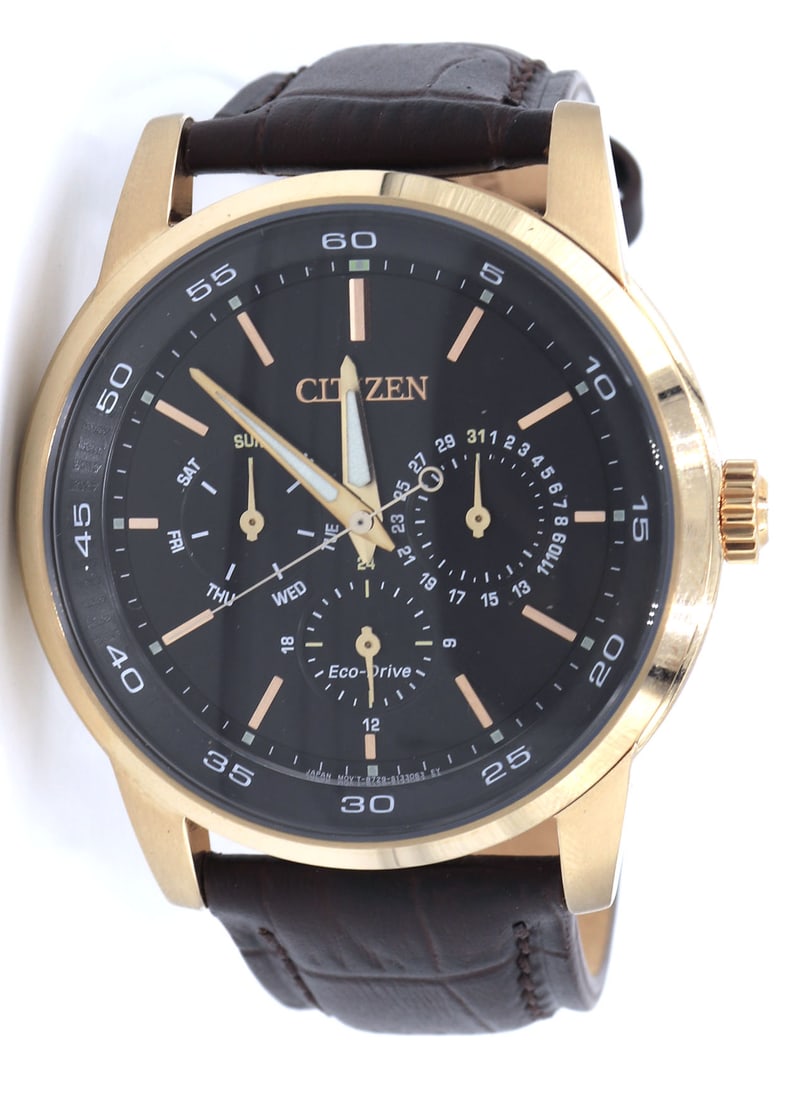 Citizen watch with brown leather strap - 3