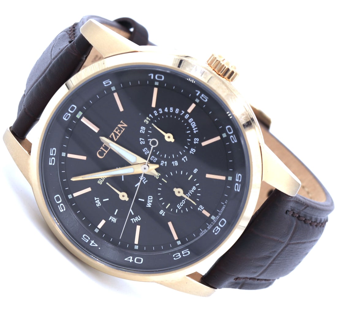 Citizen watch with brown leather strap - 4