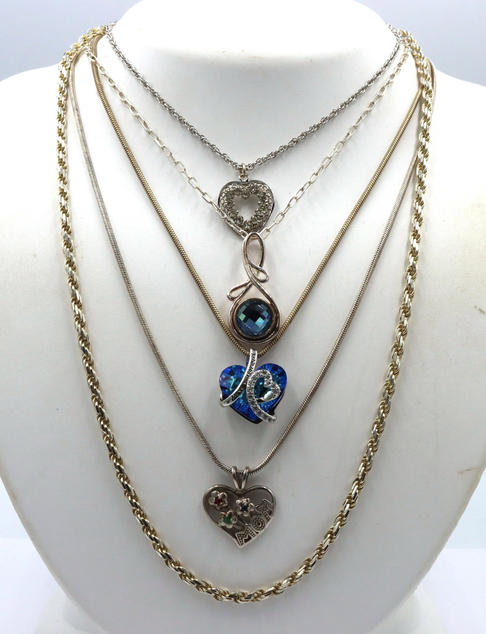 Group lot of 5 Vintage 925 sterling silver necklaces (1 of 8)