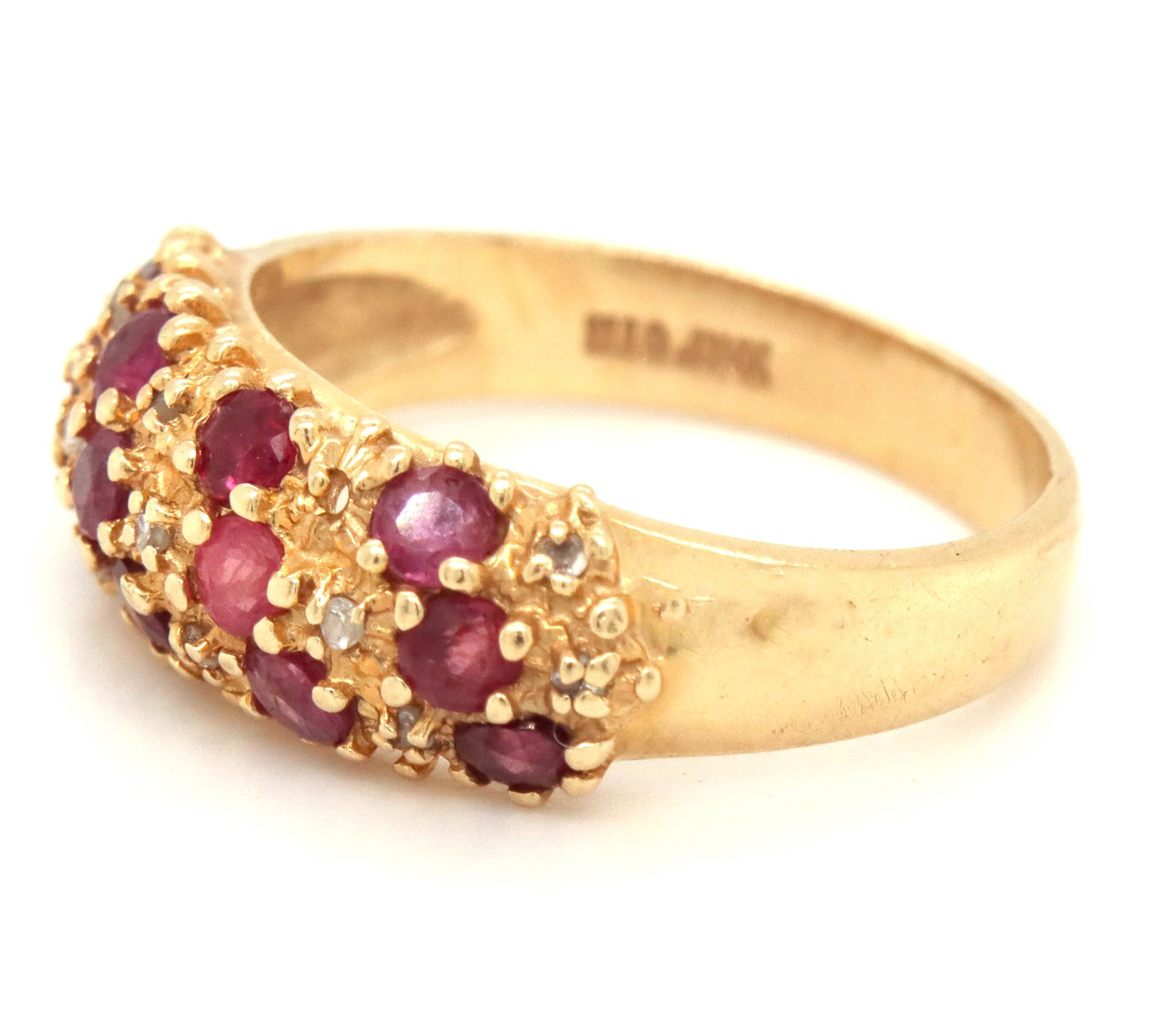 10kt Yellow gold ruby and diamond dome ring - 3