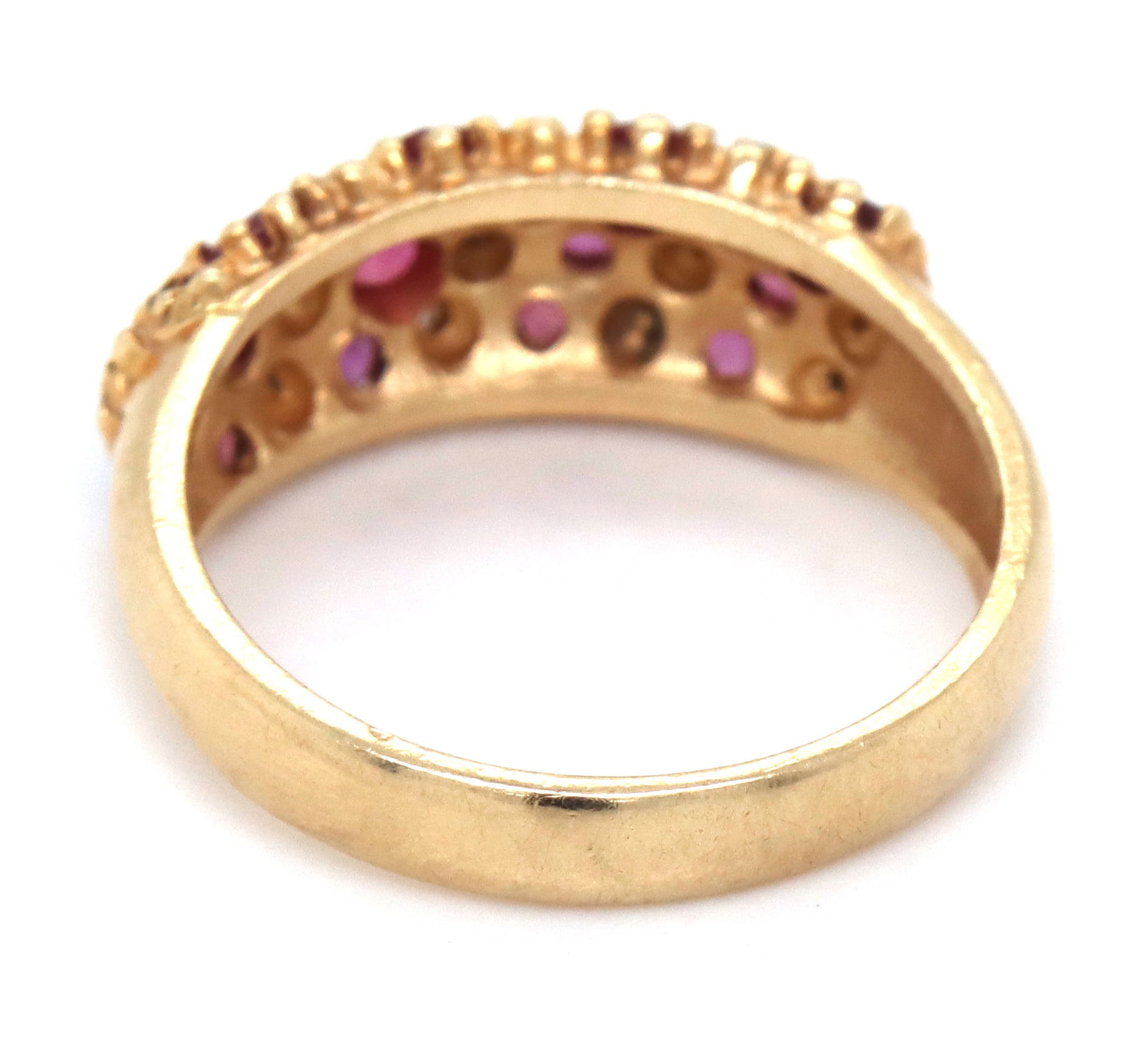 10kt Yellow gold ruby and diamond dome ring - 4