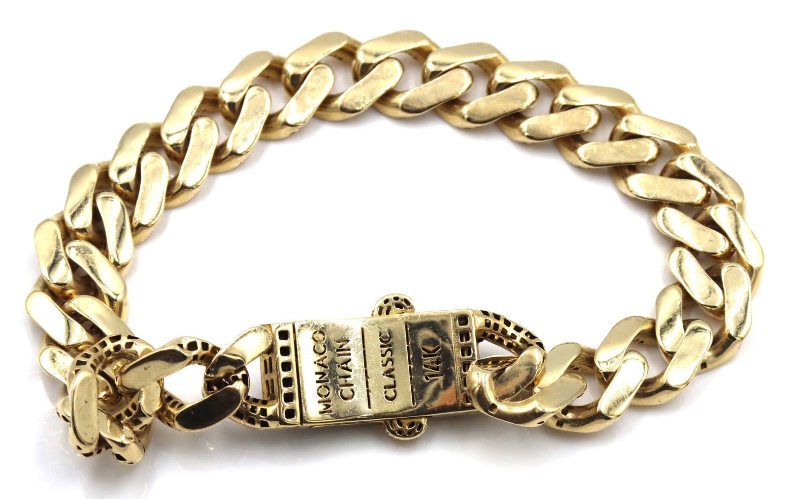 14kt Yellow gold Solid curb bracelet - 5