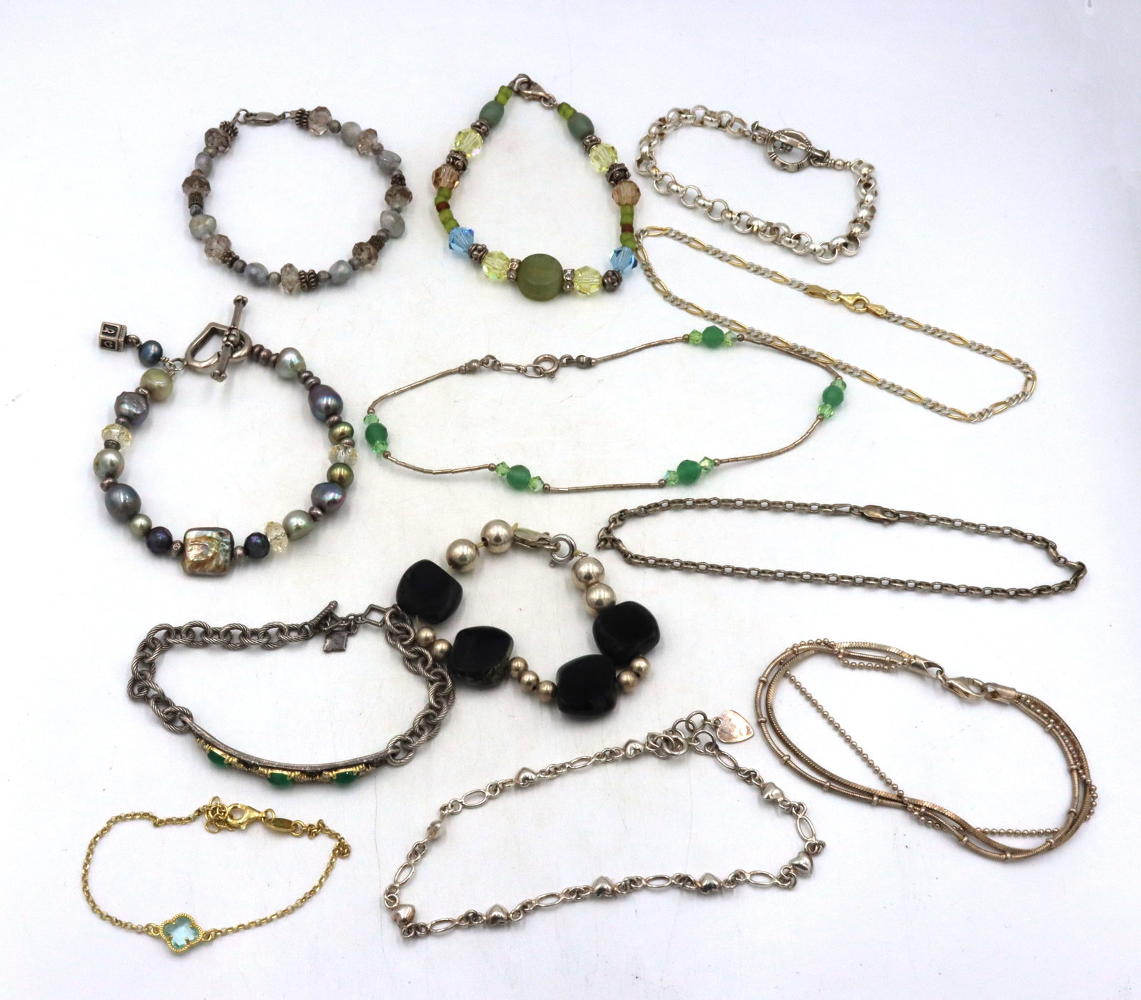 Group lot of Vintage 925 sterling silver bracelets (1 of 14)