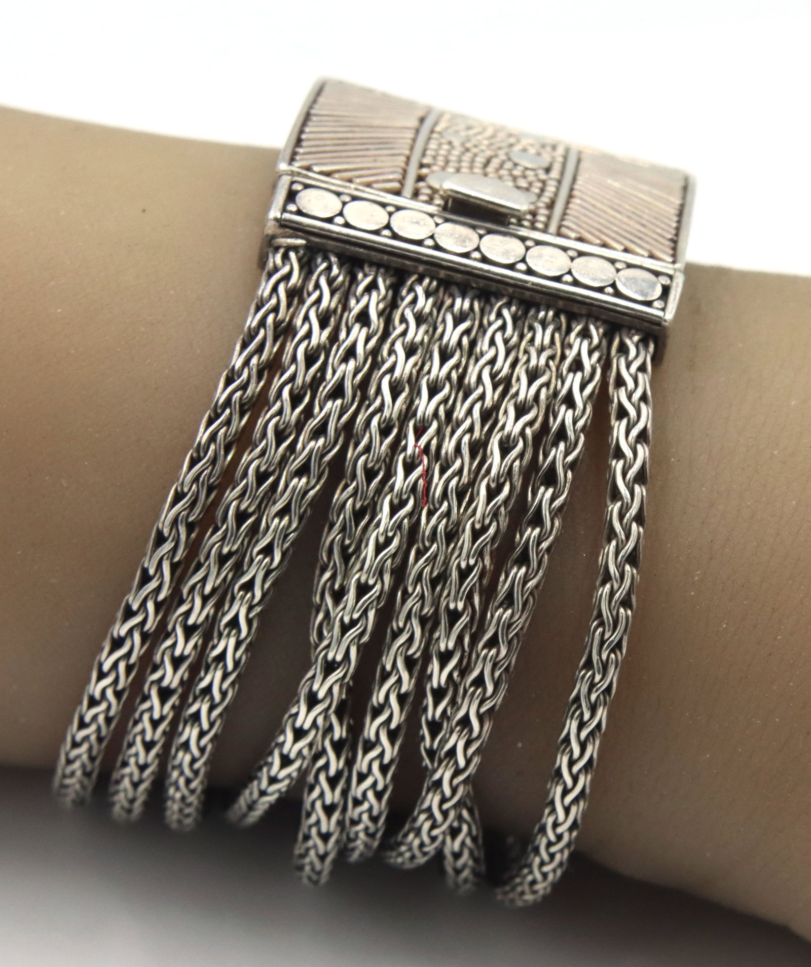 925 Sterling silver multi row wheat bracelet - 2