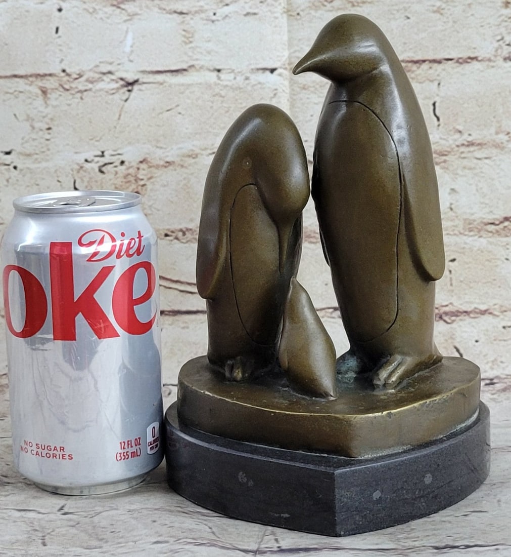 Penguin Trio Bronze Sculpture - 2