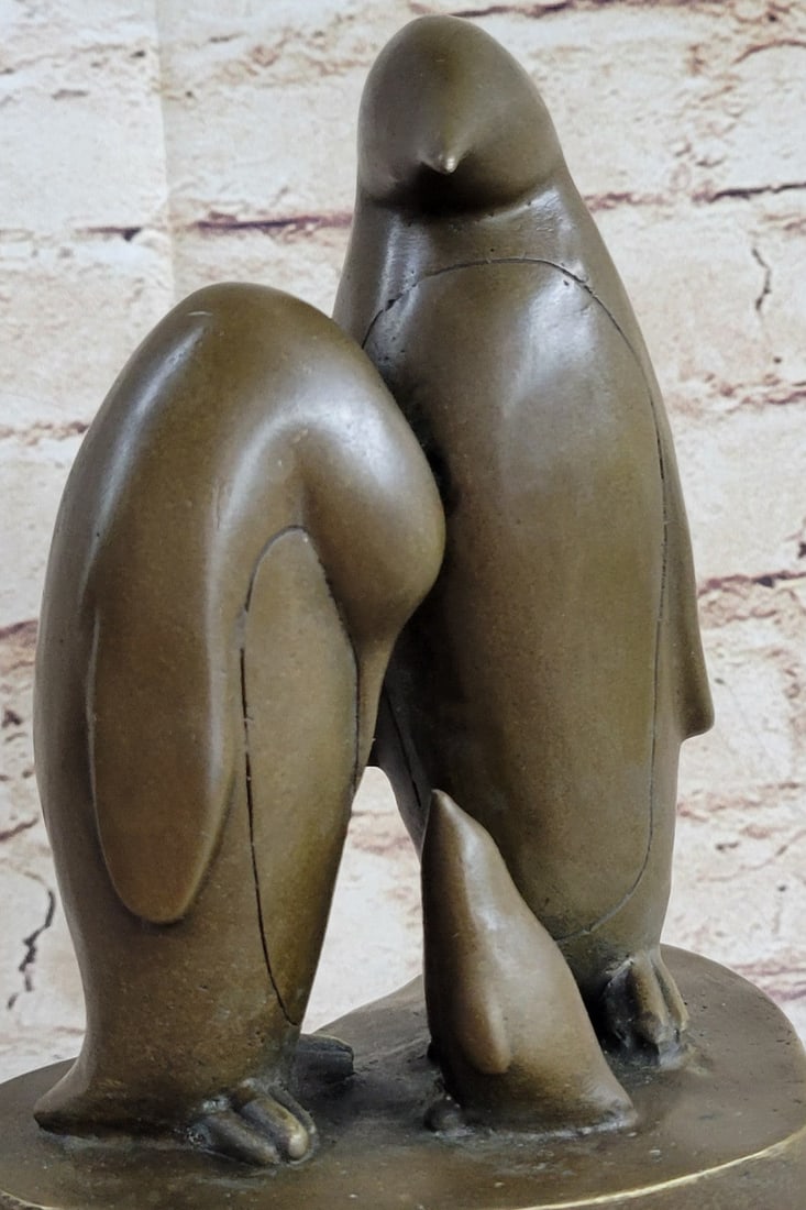 Penguin Trio Bronze Sculpture - 3