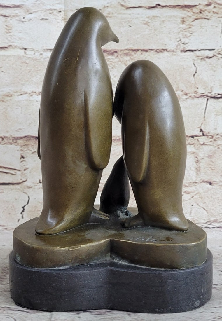 Penguin Trio Bronze Sculpture - 5