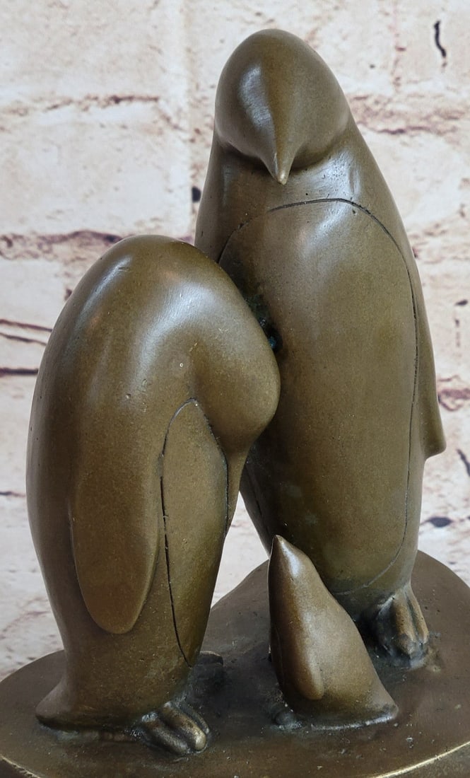 Penguin Trio Bronze Sculpture - 7