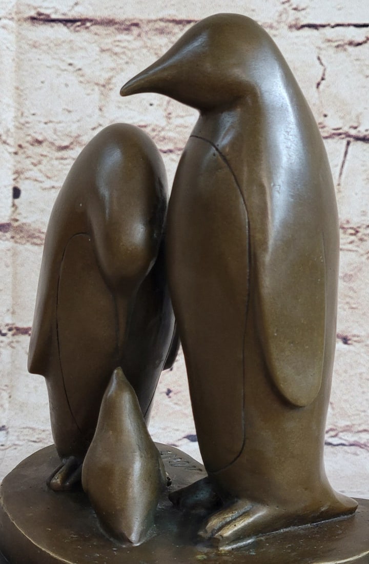 Penguin Trio Bronze Sculpture - 8