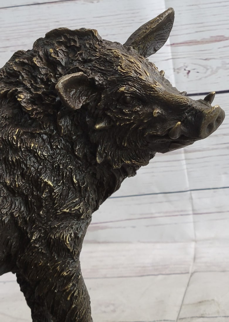 Wild Boar Pig Bronze Sculpture - 8
