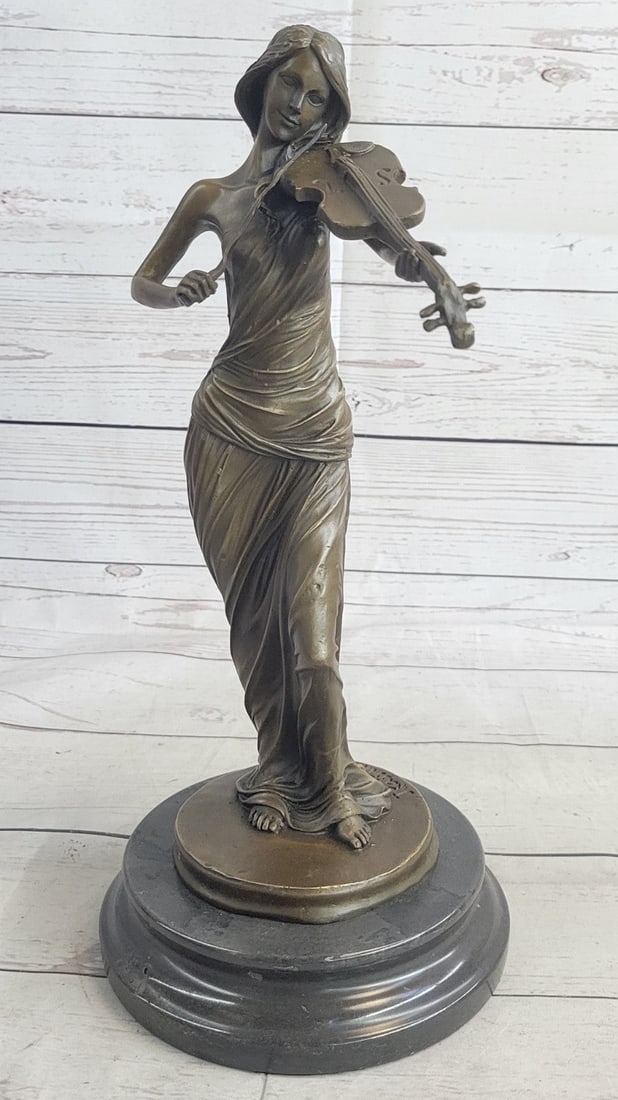 Violin Player Bronze Sculpture - 3