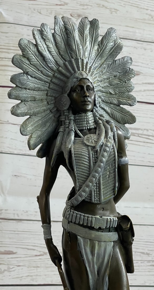 Indian Warrior Bronze Statue - 6