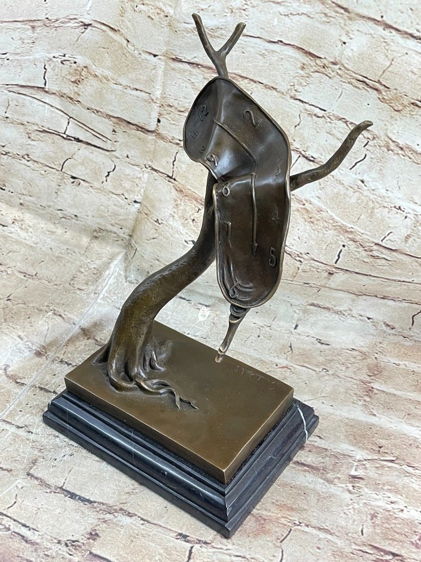 Melting Clock Bronze Sculpture - 3