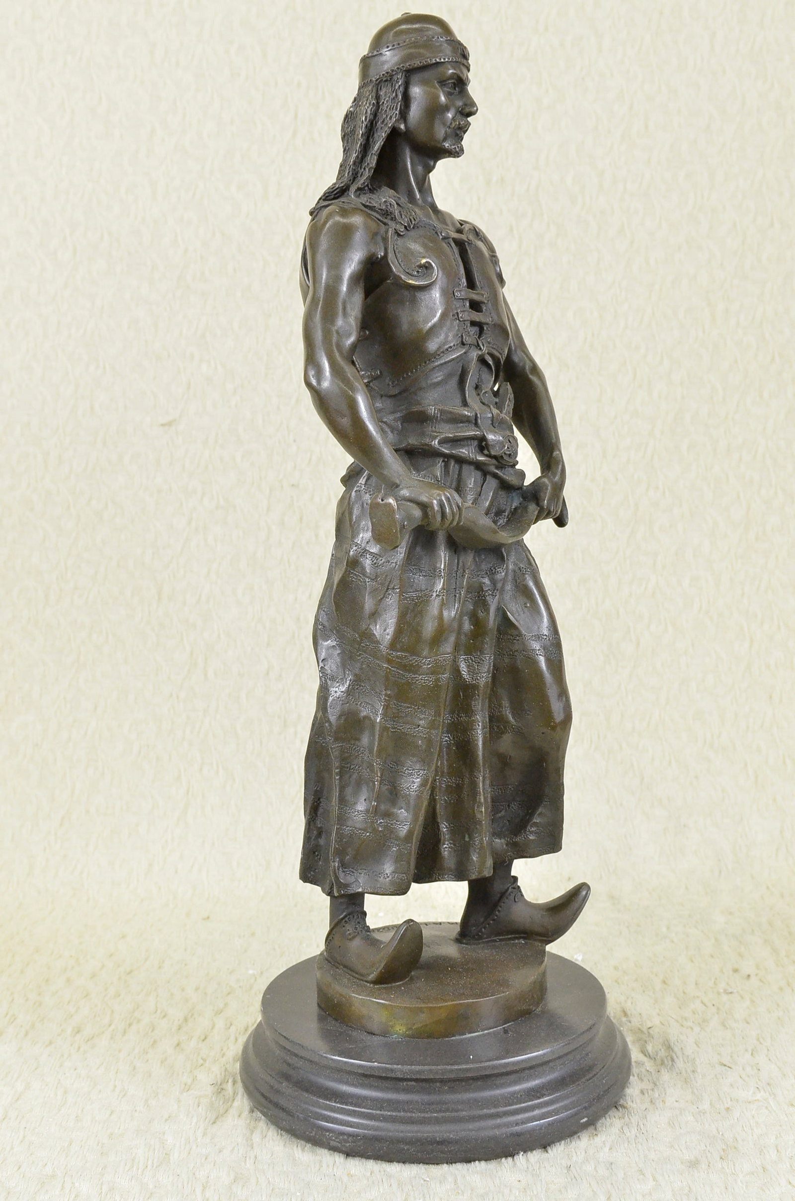Arab Middle Eastern Chief Sword Bronze Sculpture - 4