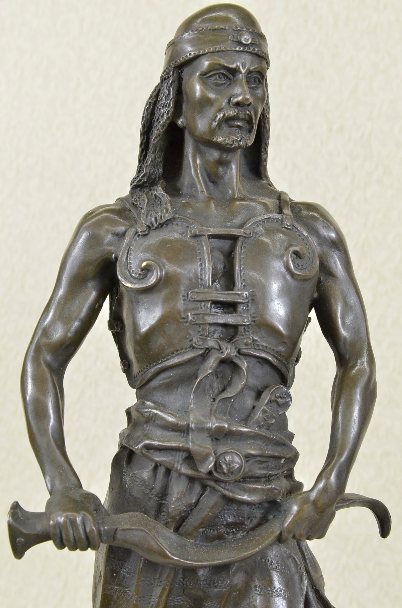 Arab Middle Eastern Chief Sword Bronze Sculpture - 5