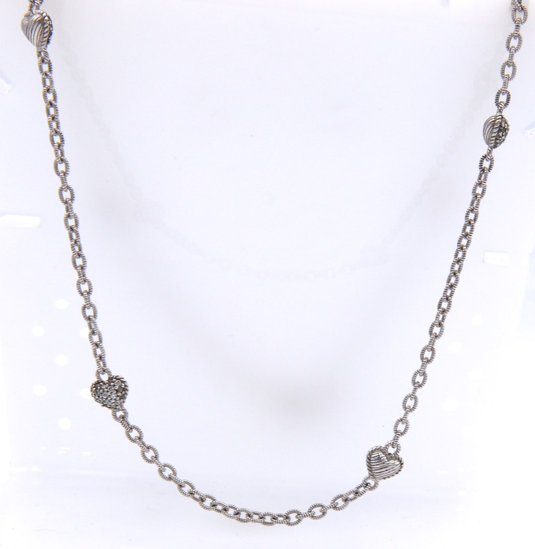 925 Sterling silver Judith Ripka Cubic zirconia necklace: 925 Sterling silver Judith Ripka heart shaped Cubic zirconia 18 inches necklace. Total weight of necklace is 13.5 grams.