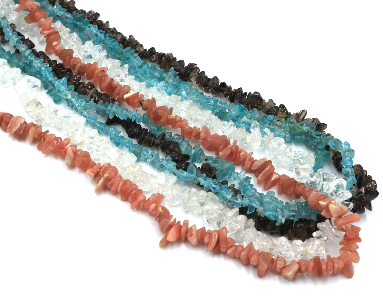 Group lot of 5 gemstone necklaces: Group lot of 5 gemstone 34 inches necklaces. Total weight of lot is 292.9 grams.