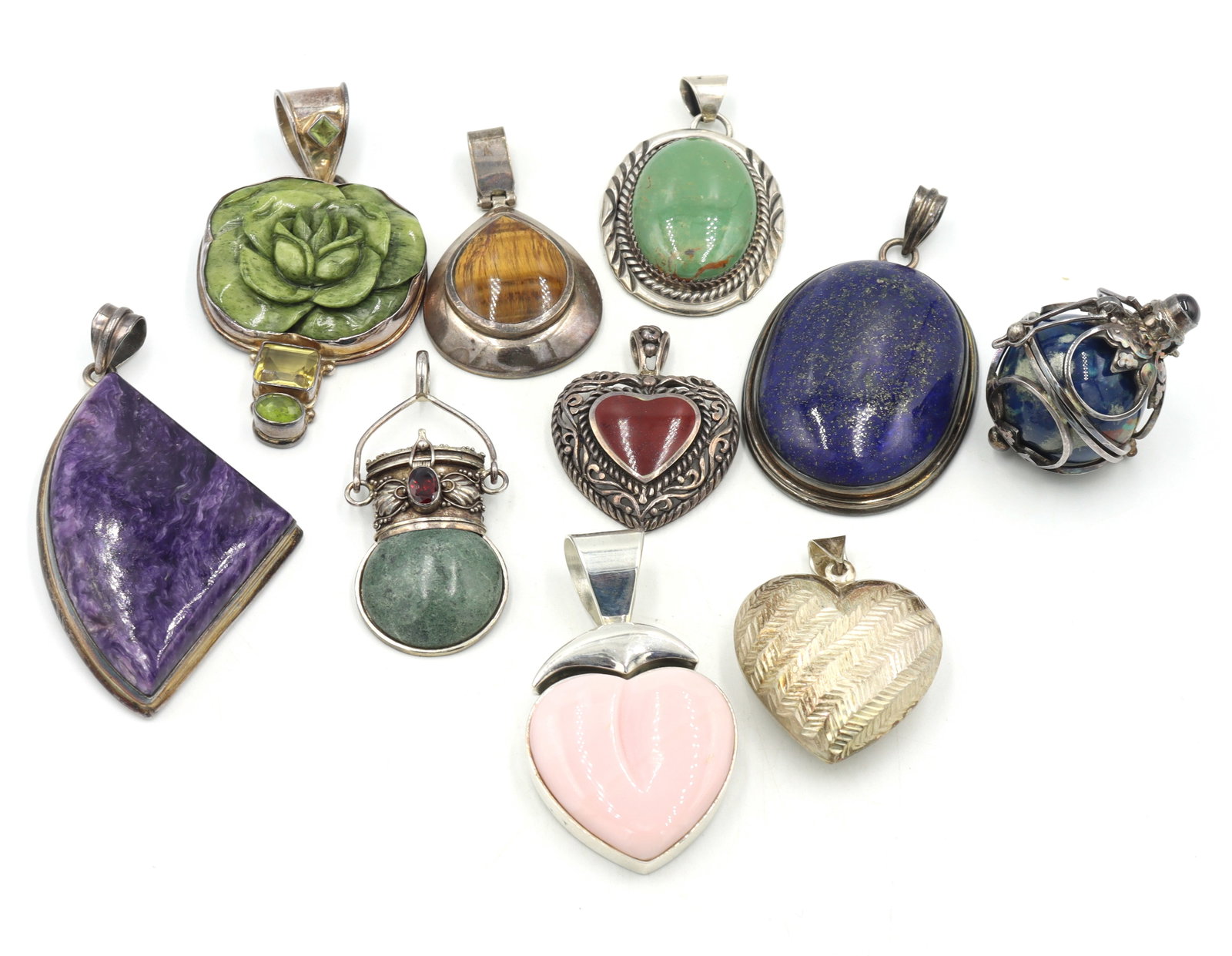 Big group lot of Vintage 925 sterling silver gemstone pendants (1 of 13)