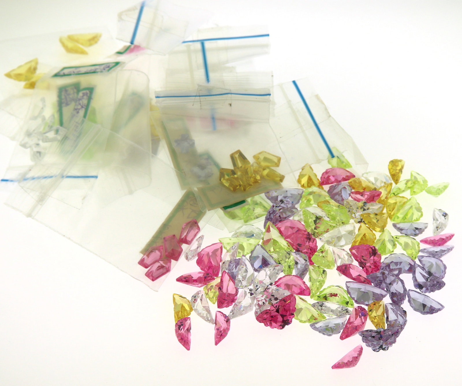 Dazzling Collection of Colorful CZ Stones: Dazzling Collection of Colorful Cubic Zirconia Stones - Group Lot. 100 Grams.