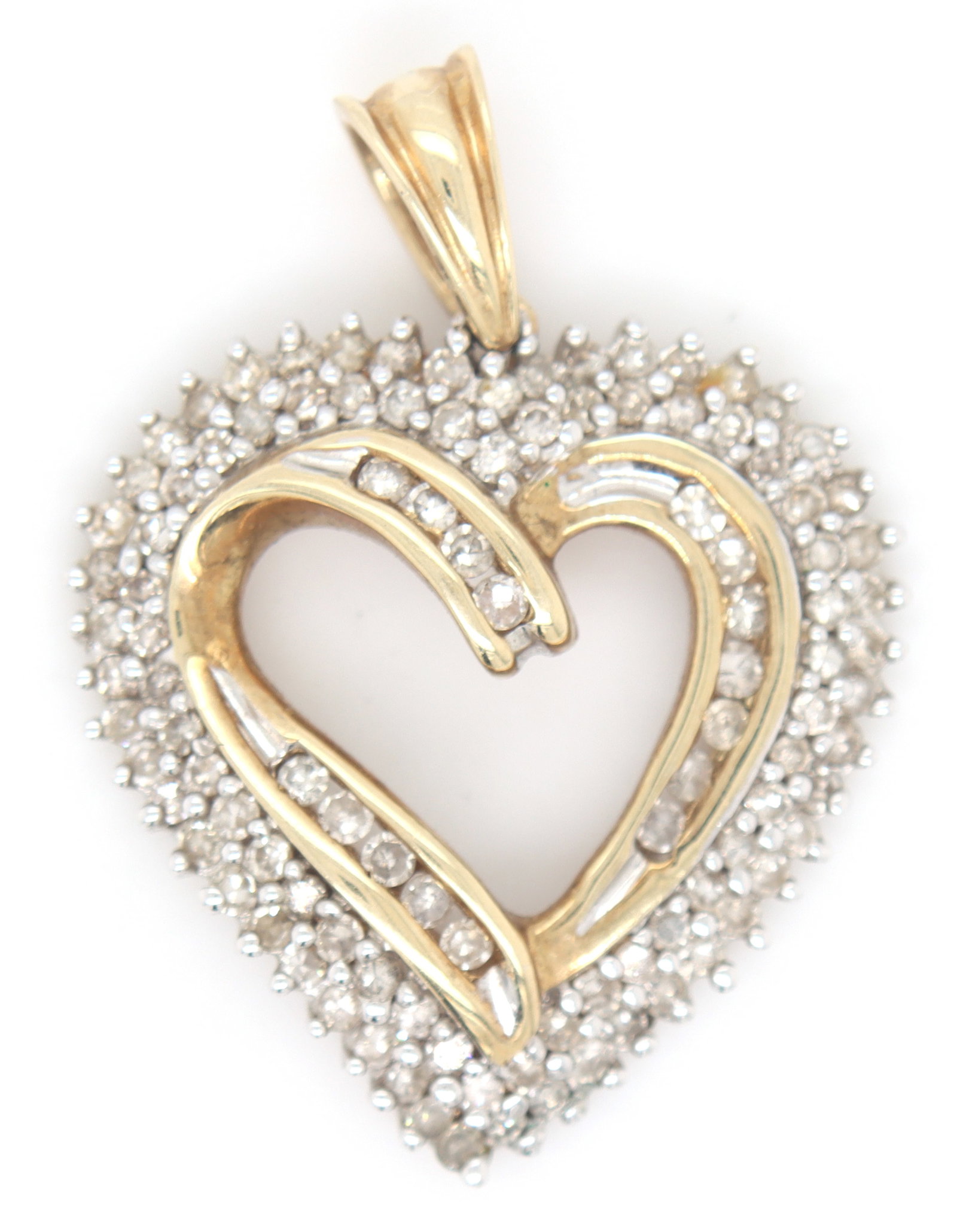 10kt Yellow gold heart shaped diamond pendant (1 of 3)