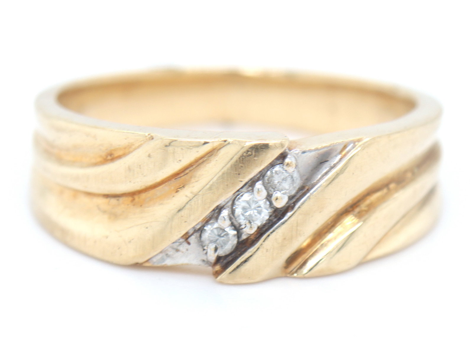 10kt Yellow gold diamond men's band (1 of 4)