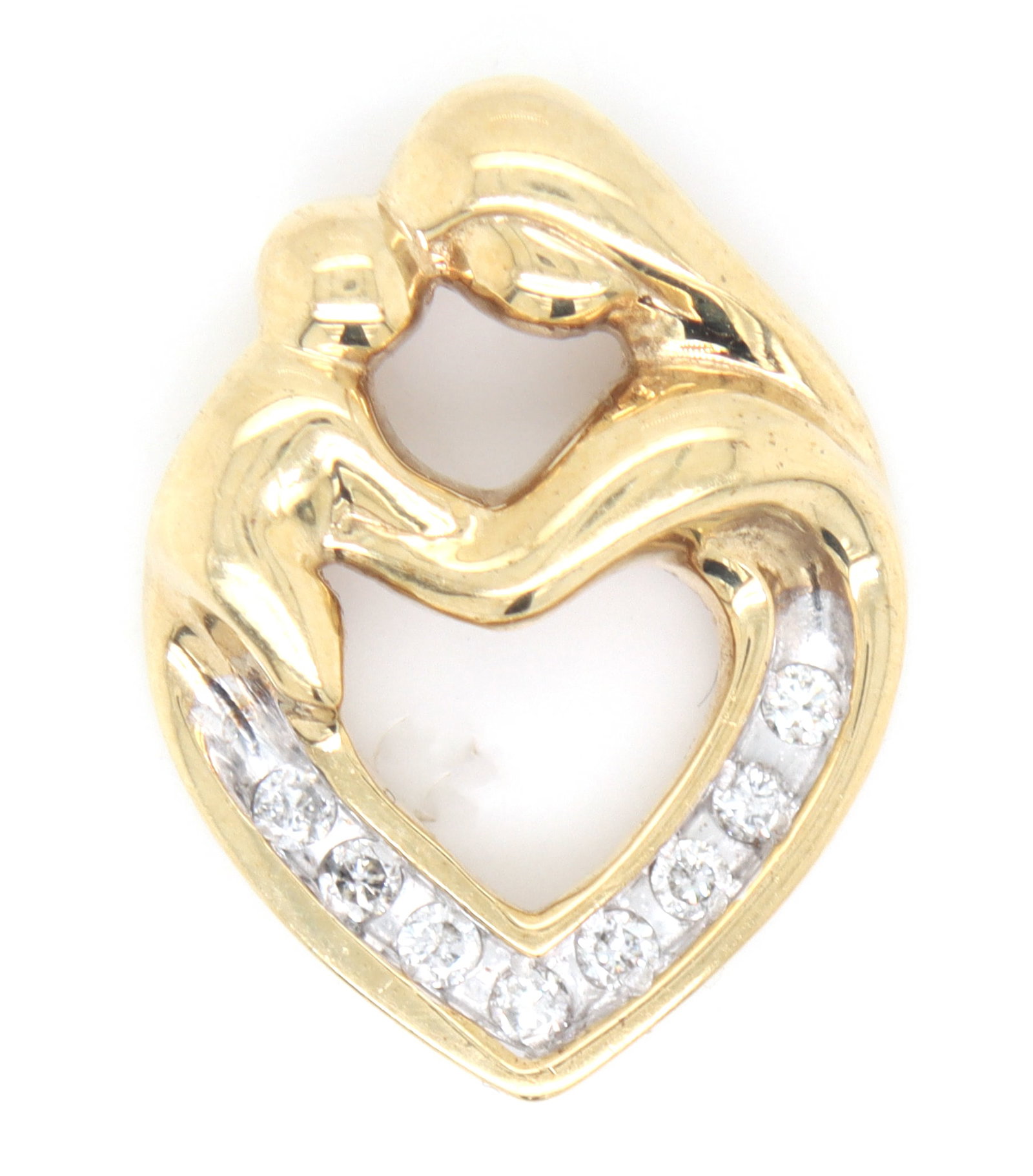 10kt Yellow gold diamond heart shaped diamond pendant (1 of 3)