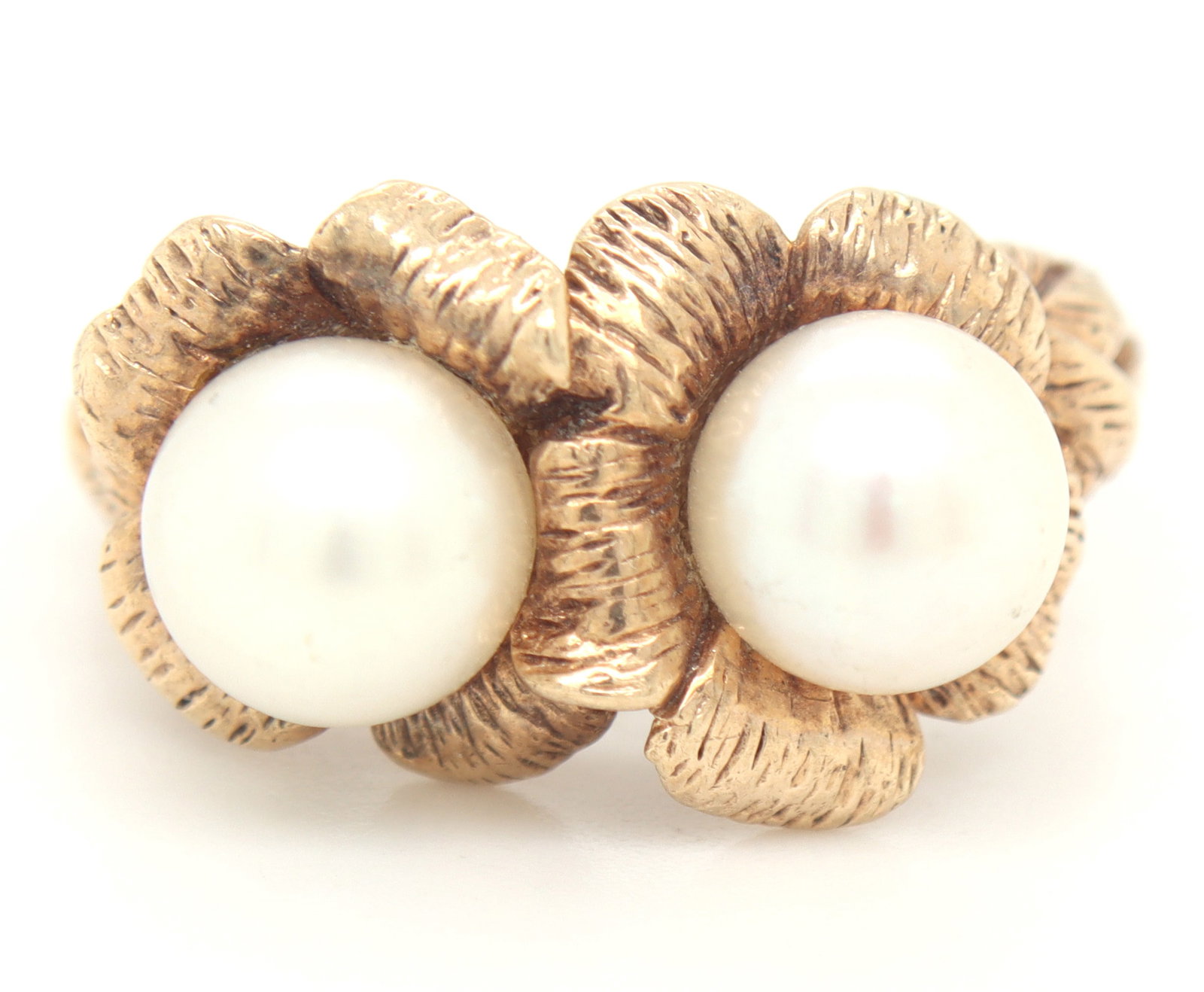 10kt Yellow gold double pearl ring (1 of 4)