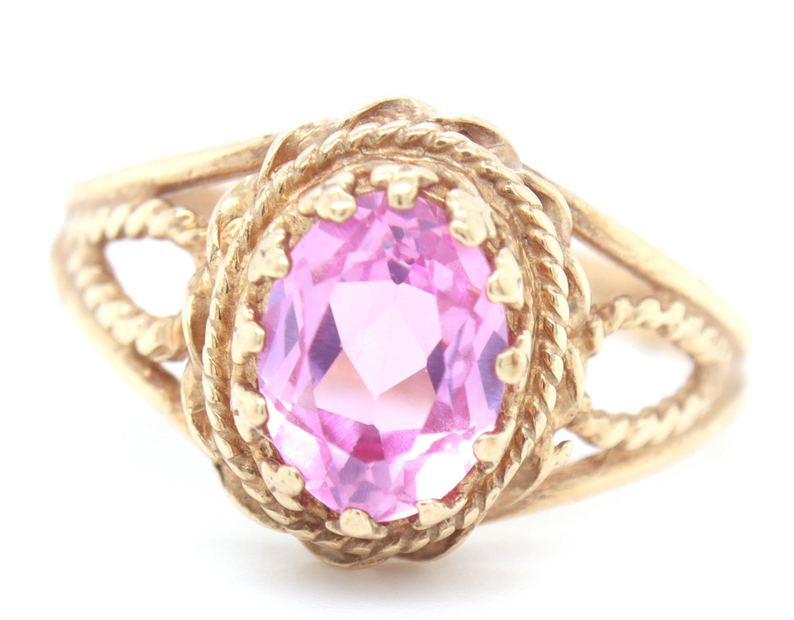 10kt Yellow gold pink topaz ring (1 of 4)