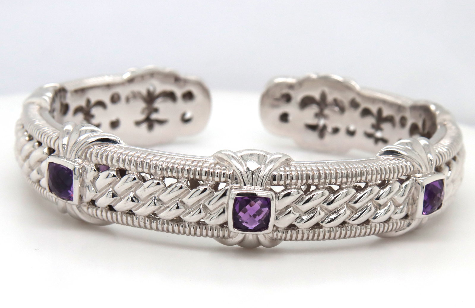 Judith Ripka amethyst cable hinged cuff bangle (1 of 3)