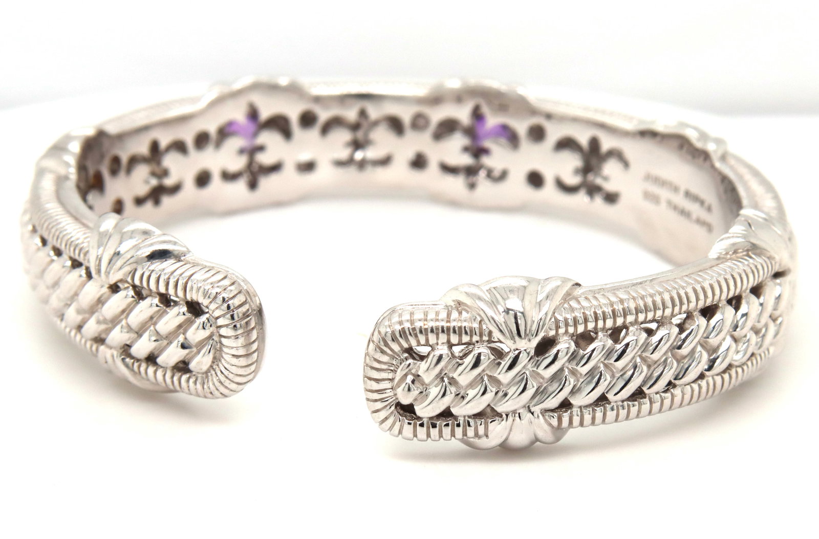 Judith Ripka amethyst cable hinged cuff bangle - 3