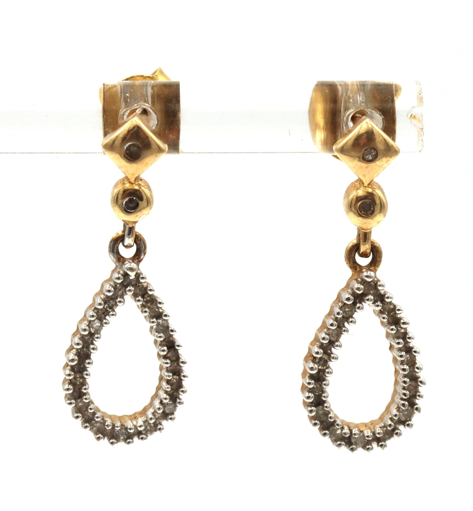 10kt Yellow gold diamond dangle earrings (1 of 4)