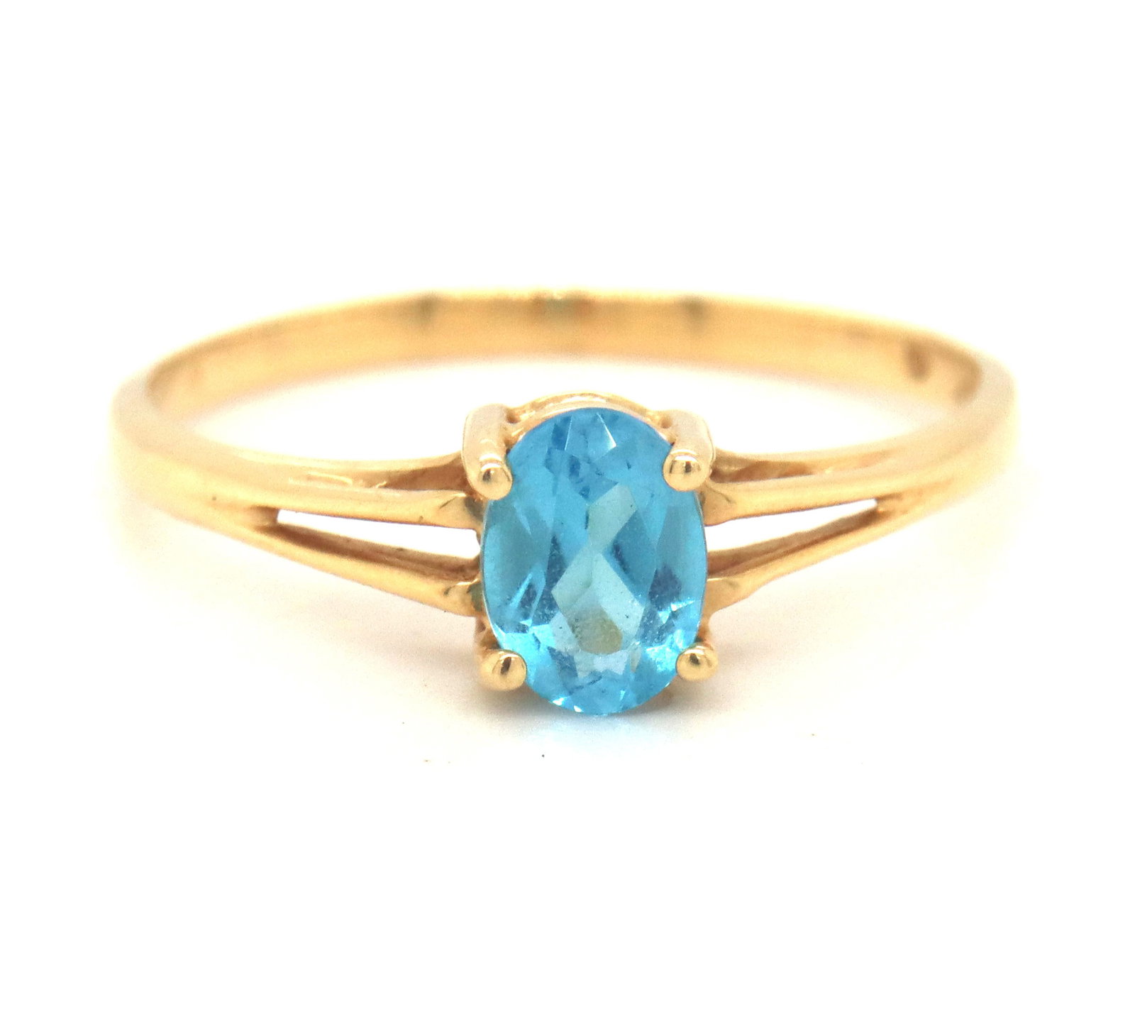 14kt Yellow gold oval blue topaz cocktail ring (1 of 4)