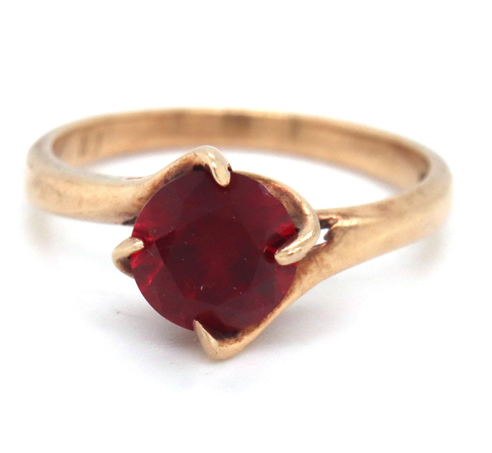 10kt Yellow gold synthetic ruby cocktail ring (1 of 4)
