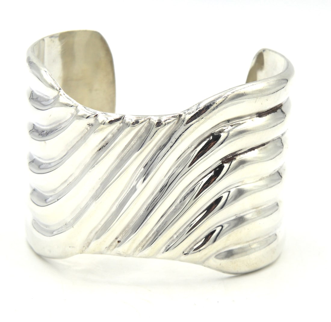 925 Sterling silver wide cuff bangle (1 of 6)