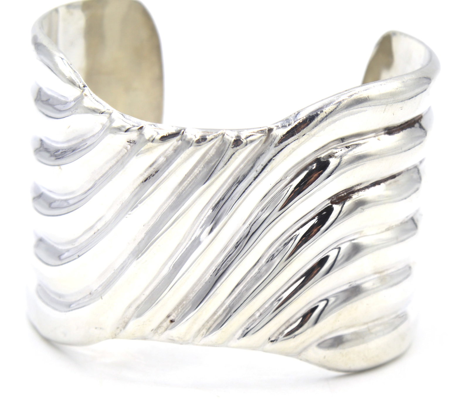 925 Sterling silver wide cuff bangle - 2