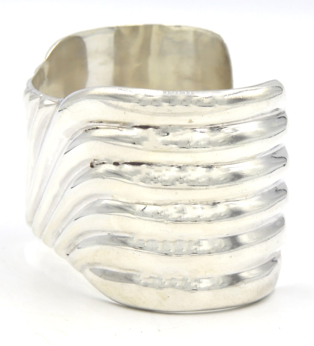 925 Sterling silver wide cuff bangle - 3