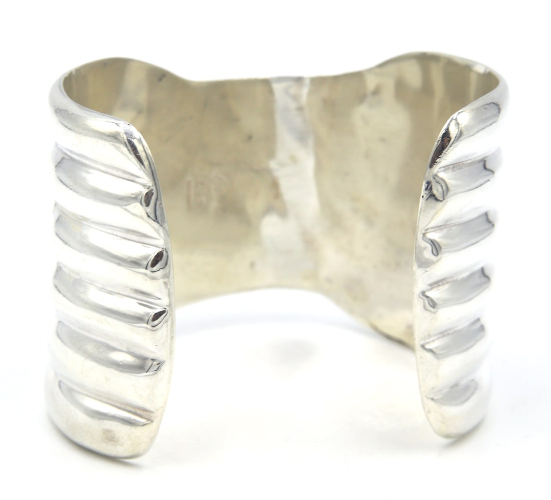 925 Sterling silver wide cuff bangle - 4