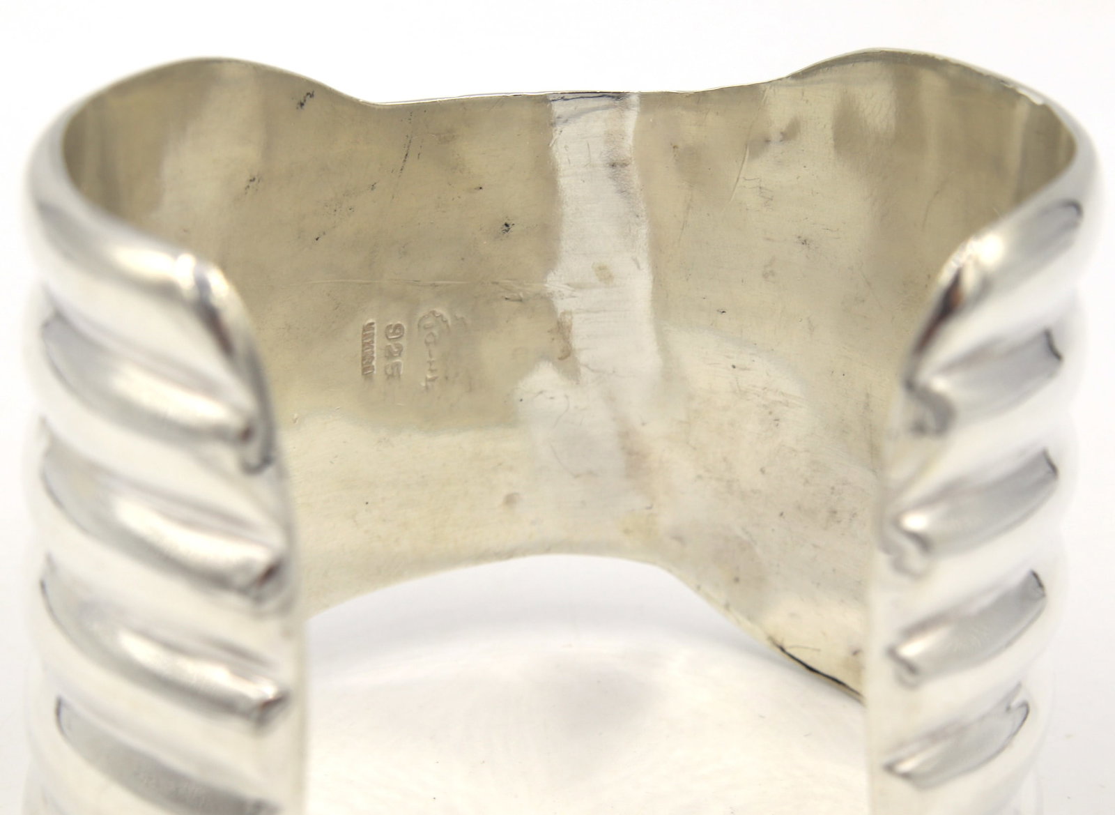 925 Sterling silver wide cuff bangle - 5