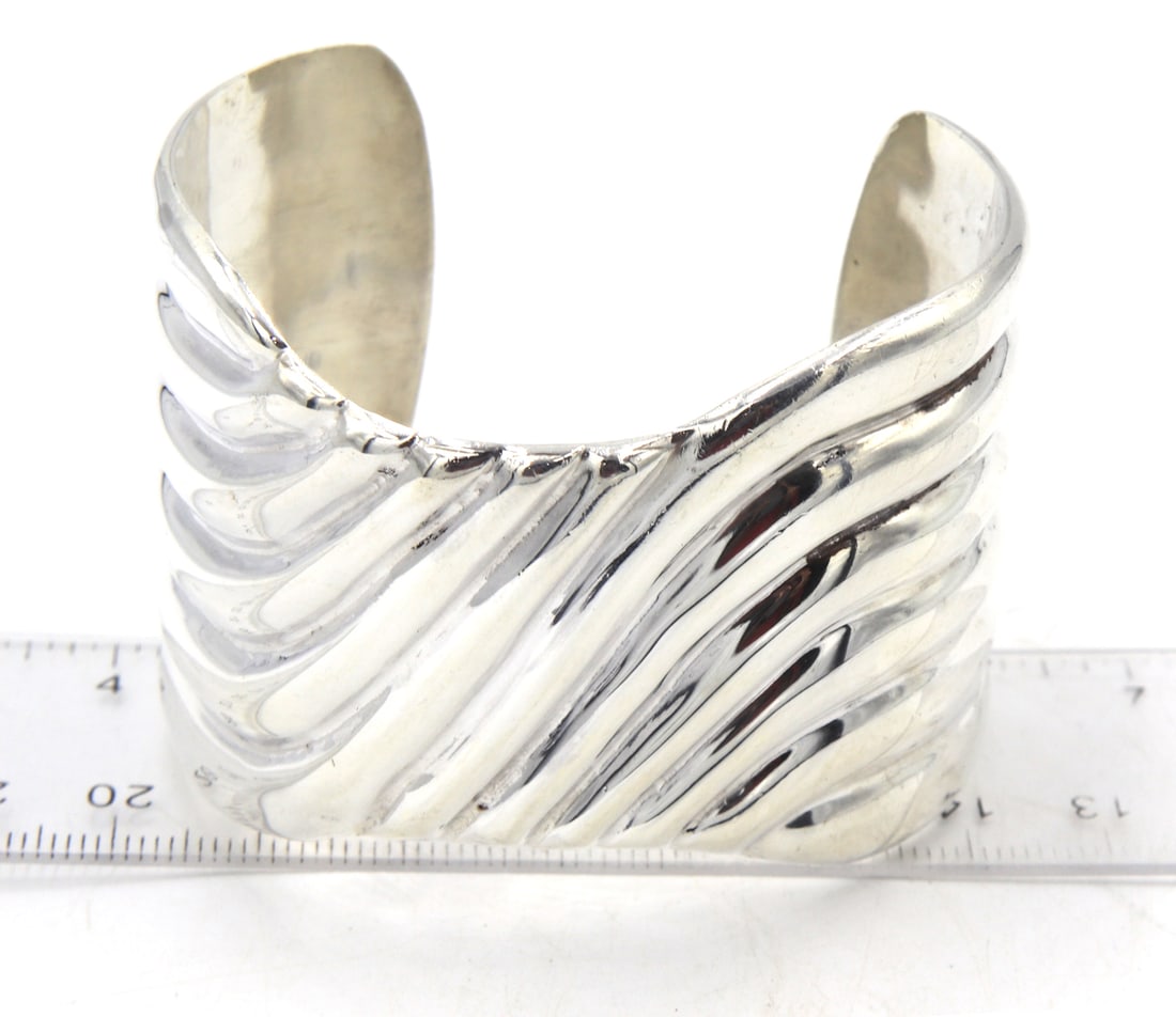 925 Sterling silver wide cuff bangle - 6