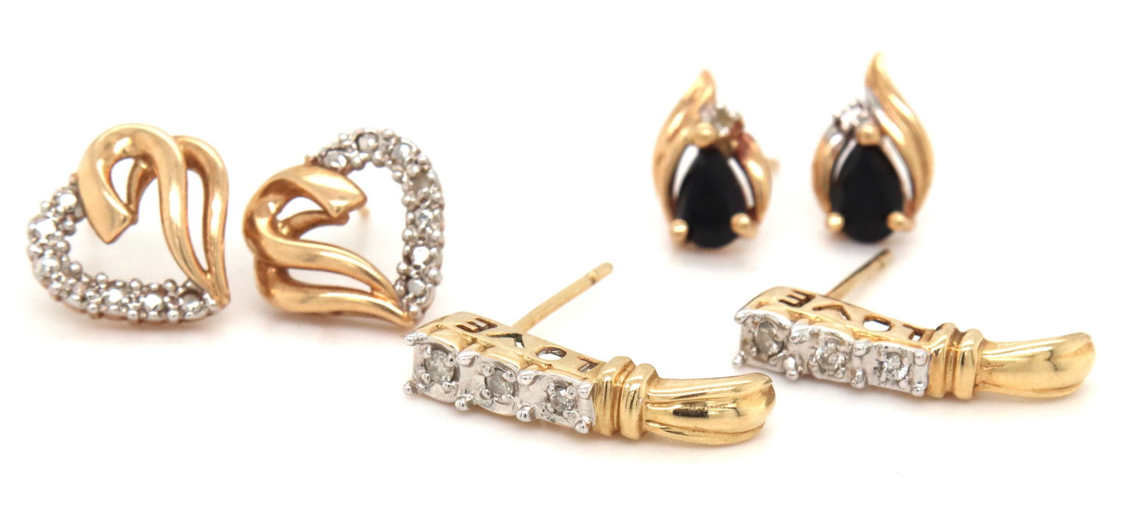 3 Pairs of 10kt Yellow gold earrings (1 of 6)
