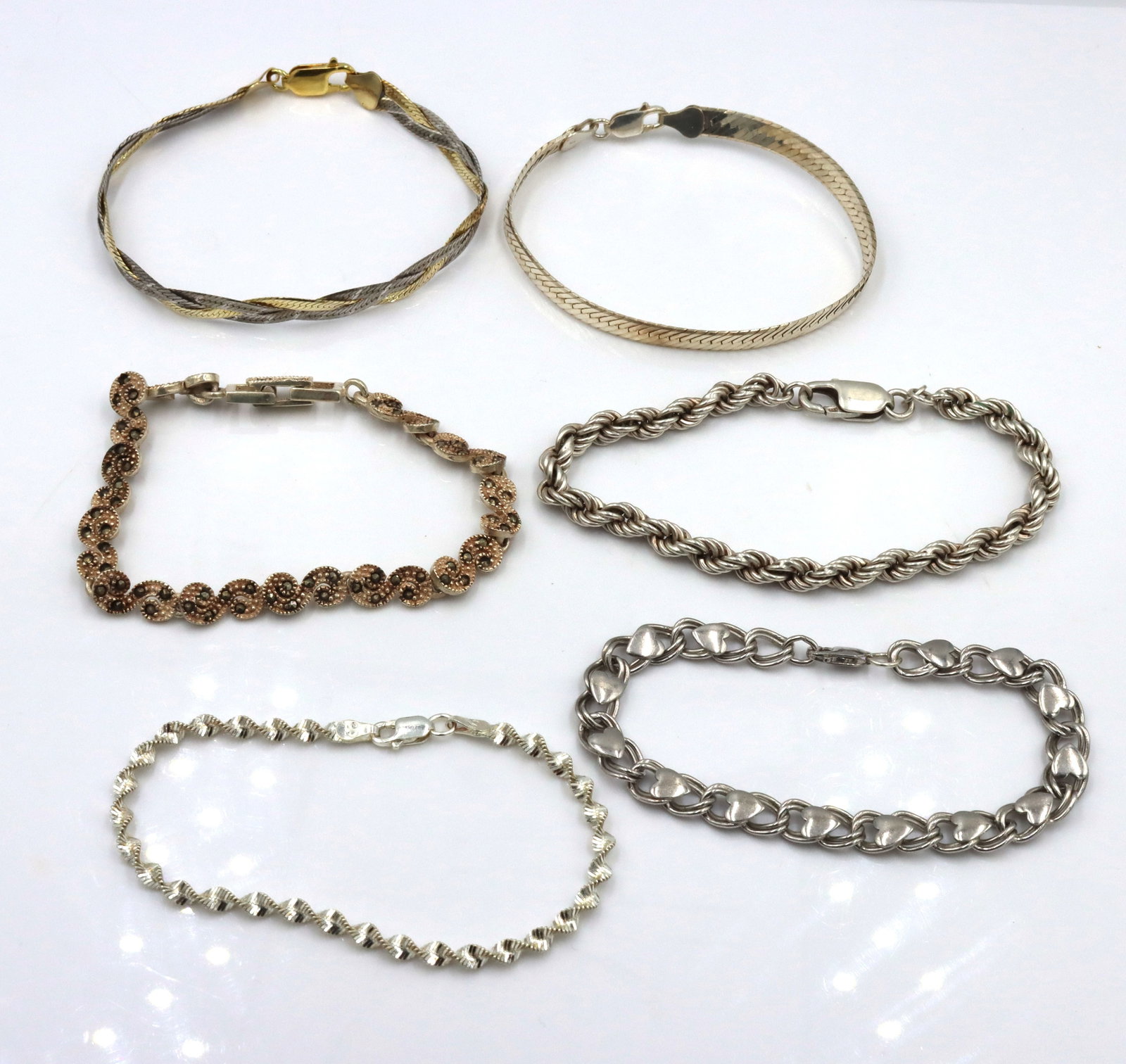 Group lot of 6 vintage 925 sterling silver bracelets (1 of 8)