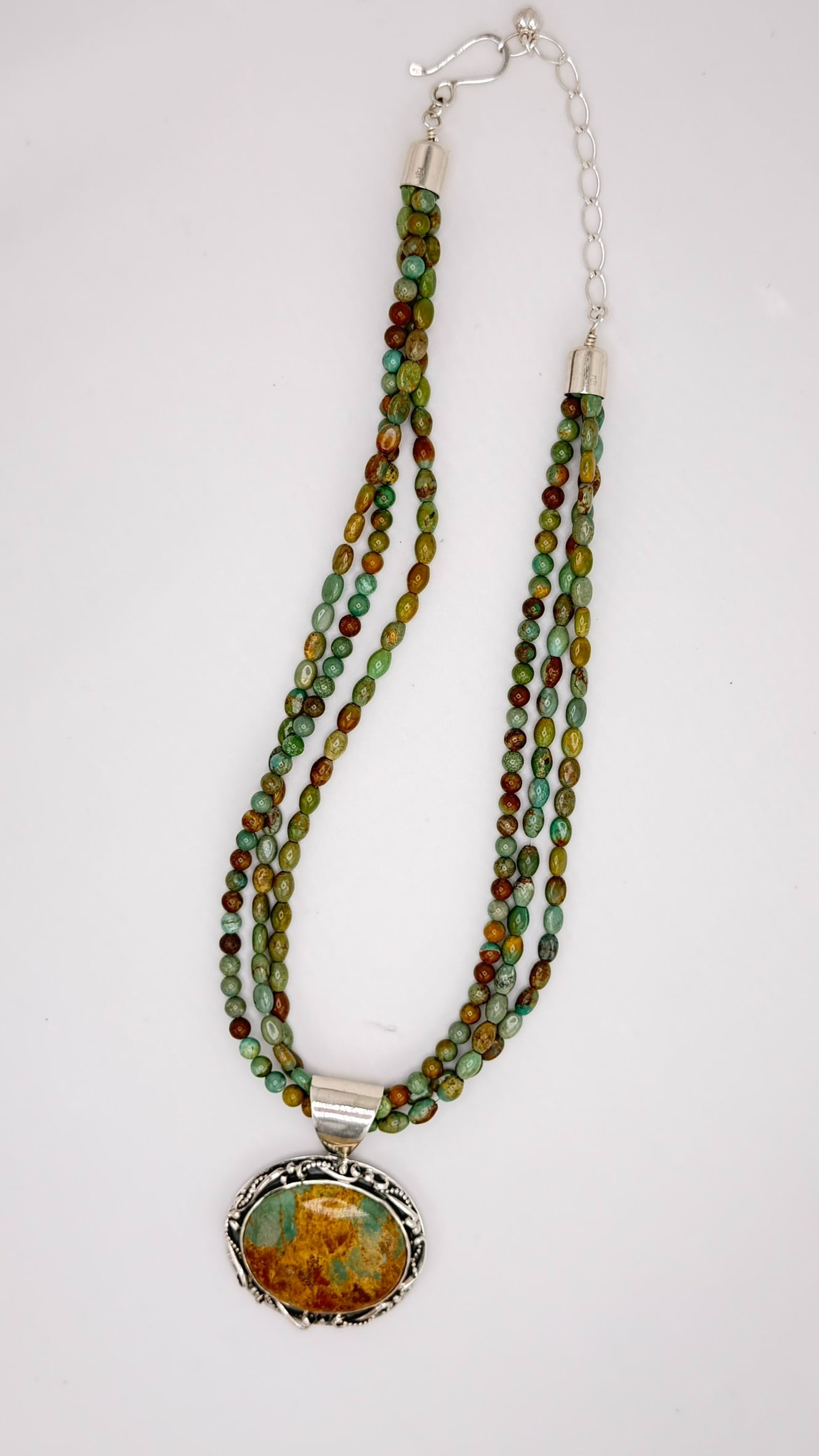 925 Sterling Silver Jay King DTR Unique Color Turquoise Beads and Large Enhancer Necklace (1 of 4)